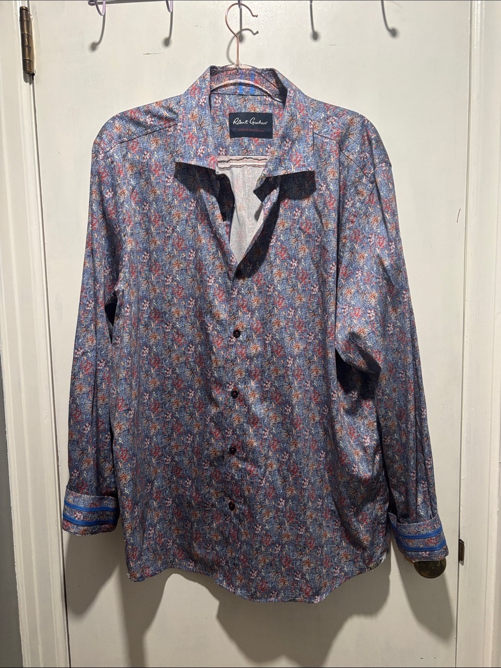 ROBERT GRAHAM floral cotton button down dress shirt size 2XL